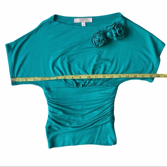 Moa Moa Girls Top Small TEAL Flower - Picture 5 of 10